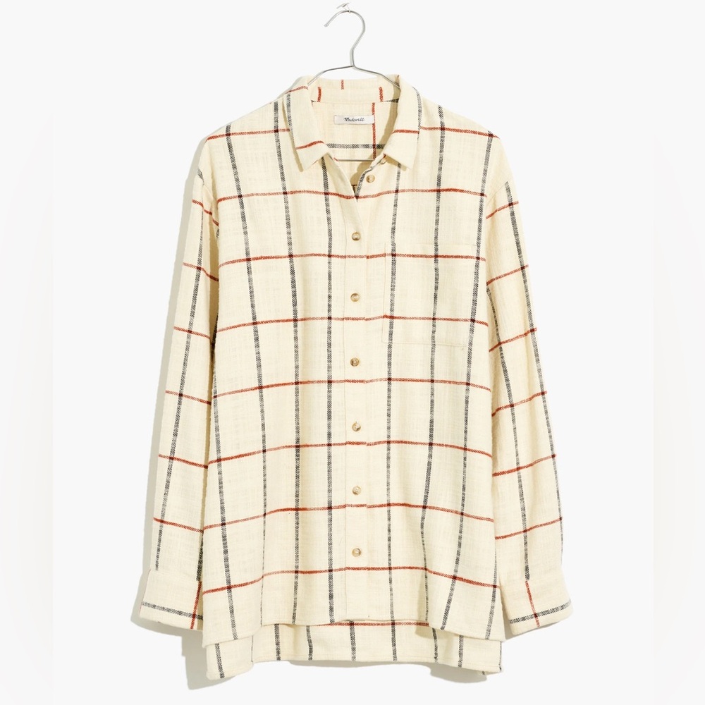 MADEWELL Flannel Oversized Ex-Boyfriend Shirt in Windowpane Women’s size Small